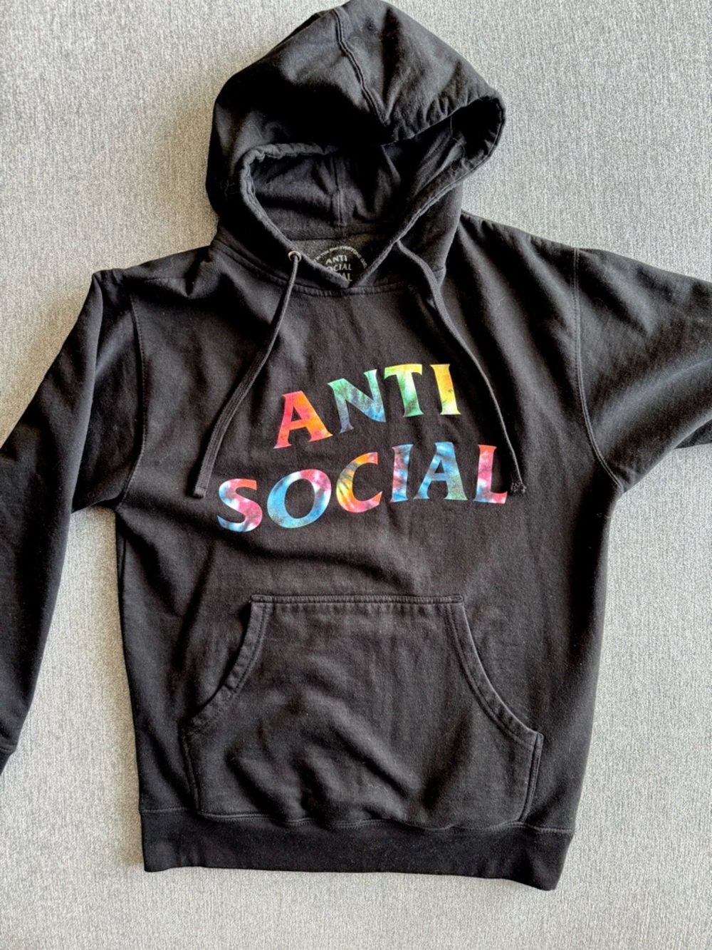 Authentic Anti Social funky forest Tie-Dye Letter Black Hoodie